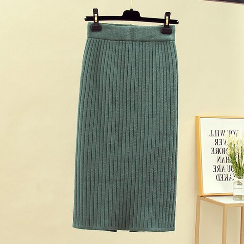 Mid-long Knitted Half-length Skirt Women's High waist On