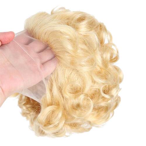 613 Blonde Short Pixie Cut Wig Human Hair Fumi Curly Human H