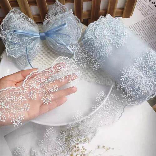 2 Yards Delicate Multi-Color Wave Bow Embroidery Lace Fabric