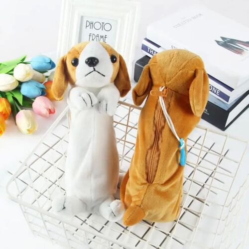 Cartoon Plush Pencil Case Kawaii Plush Dog Puppy School offi