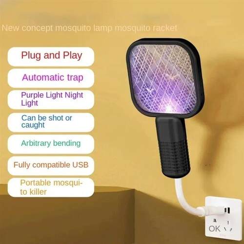 Pest Control USB Mosquito Swatter Trap Electric Shock Insect