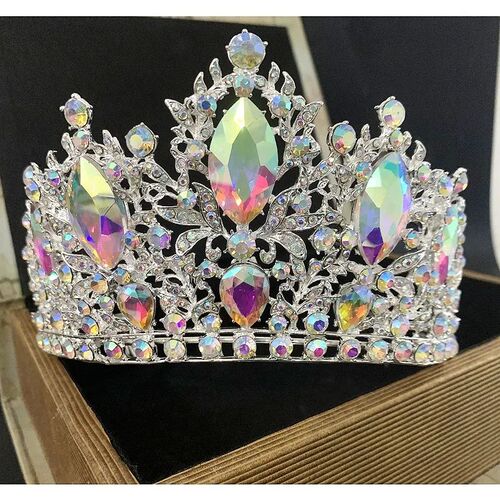 Crystal Bride Wedding Crown Large Rhinestone Drop Queen Tiar