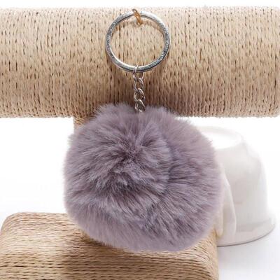 Key Chain Fur ball pom pom Keychain Pompom Artificial Rabbit