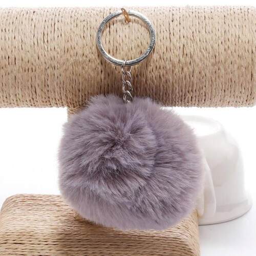 Key Chain Fur ball pom pom Keychain Pompom Artificial Rabbit