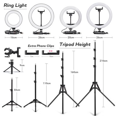 Tripod With LED Ring Light For Phone Tripod Camera Stand Sel