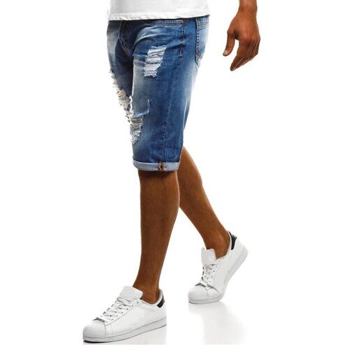 Mens trousers distessed flanging white washed straight five
