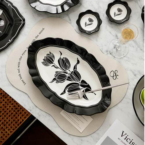 Ceramic Tulip Set French Style Bowl Plate Dish Tableware
