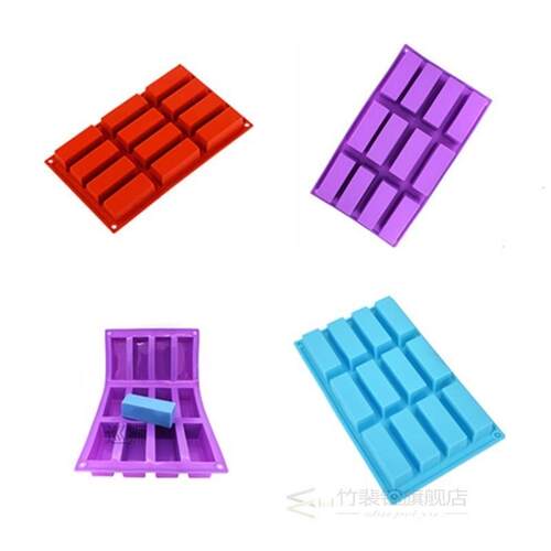 1pcs 12 Cavity Silicone Cake Mold Rectangle Shapes Chocolate