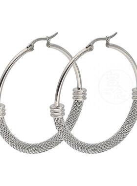 。Titanium steel fashion simple round exaggerated big ear ri