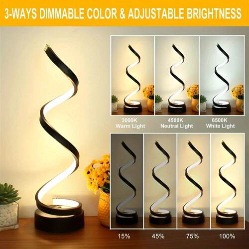 Table Lamps for Living Room,Modern Spiral Dimmable LED Table