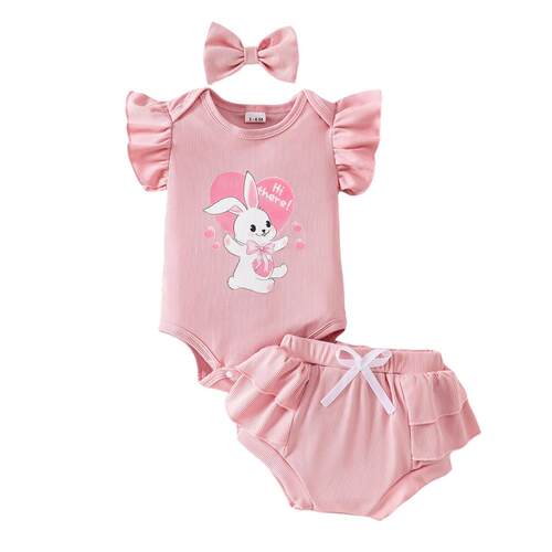 Easter Baby Girl Spring And Summer Cute Cartoon Rabbit Print