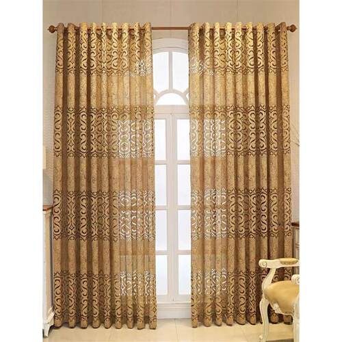 Khaki eight character hollow perforated curtains suitable fo