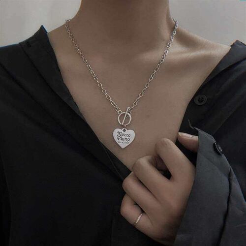 New retro punk ins love pendant metal texture exaggerated th