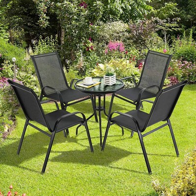 4PCS Garden Chairs Steel-iron+Teslin Fabric Folding High Bac