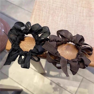 Colorful checkered large hair ties for women, cute hairstyle