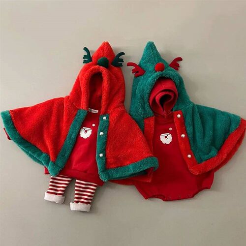 WT2529 Korean Style Baby Coat Cute Christmas Design Fleece L