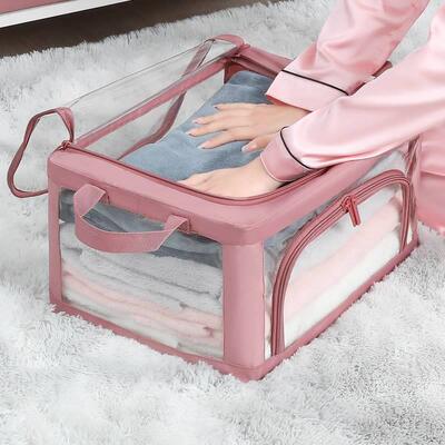 Transparent clothes storage box Household folding clothing c