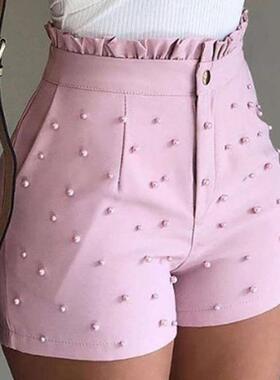 Women Summer High Wist Shorts Ldies Beding Ruffle Csul