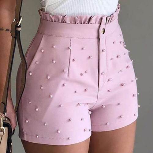 Women Summer High Wist Shorts Ldies Beding Ruffle Csul