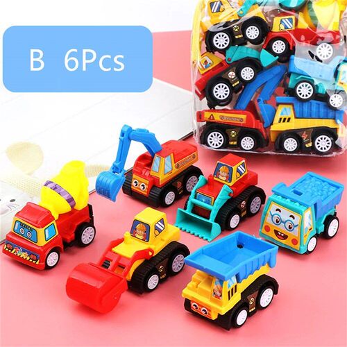 6pcs Car Model Toy Pull Back Car Toys Mobile Vehicle Fire Tr