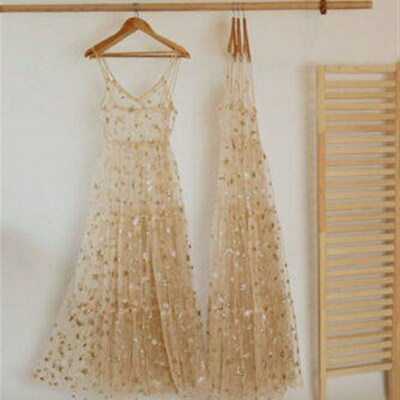 Summer Sweet Tulle Spaghetti Straps See Through Long Women