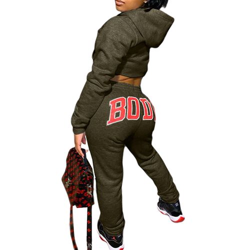 Women Autumn Spring New Sweatsuit BODY Letter Print Long Sle