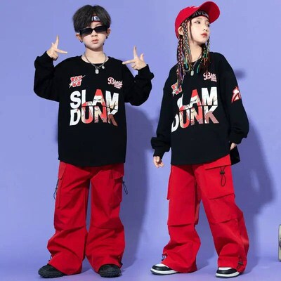 Kids Hip Hop Clothing Black Oversize Sweatshirt ops Joggers