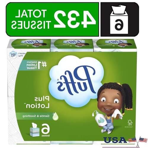 Plus Lotion Facial Tissue 6 Mega Cubes 432 Tissues Soothing