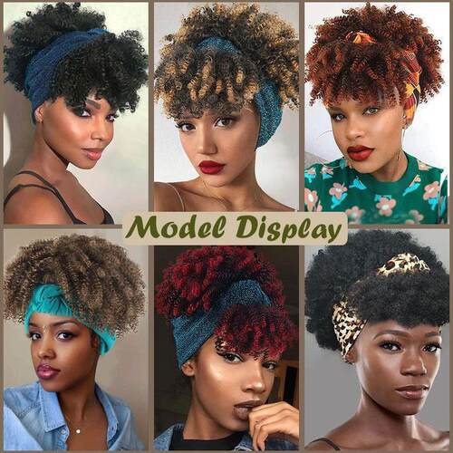 Soft Kinky Curly Headband Wig Short Afro Kinky Curly Turban