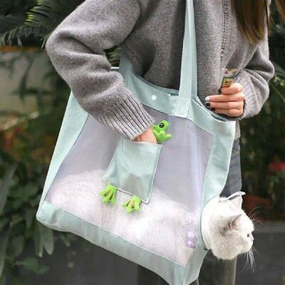 Fashion Canvas Travel Pet Mesh Bag Breathable Foldable Pet