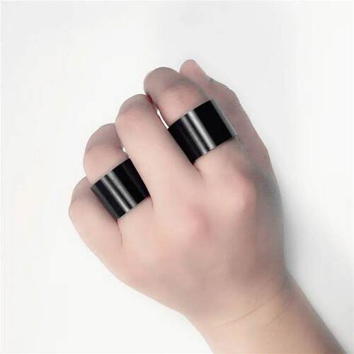 1Pcs Dull Polish Matte Mens Black Titanium Steel Finger