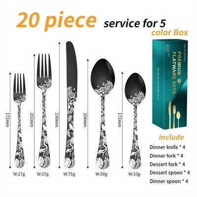 Explosive Pattern Stainless Steel Tableware 5 Components 20
