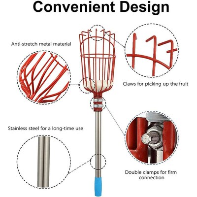 260cm fruit picker, adjustable depth basket, convenient frui