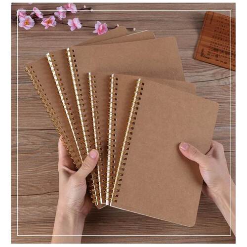 A5 Spiral Coil Notebook 50 Sheets Kraft Paper Cover Daily No