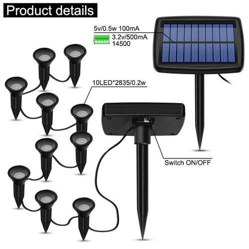 Solar In-Ground Lights 10in1 Solar Garden Light Outdoor Wate