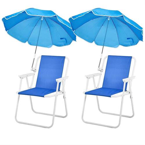 Folding Beach Chair with Umbrella for Adults, Lightweight Po