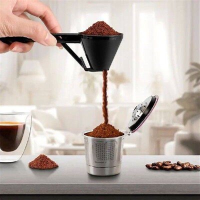 Coffee Spoon Sliding Scoop Funnel Spill-Proof Reusable