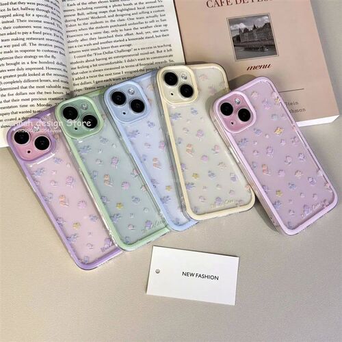 Luxury Purple Pink Flower Soft Clear Case Protetion for IPho