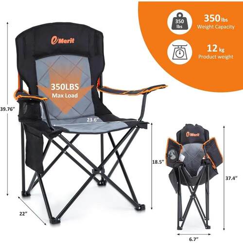 2-Pack 350LB Heavy Duty Oversized Padded Quad Fold Camping C