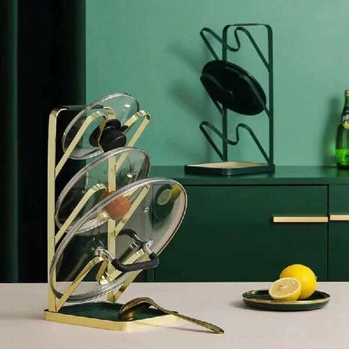 Kitchen Organizer Pot Lid Rack Spoon Holder Metal Shelf