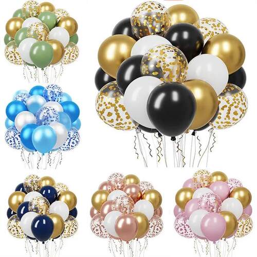 20 Pcs 12 Inch Latex Confetti Balloons Kit With Ribbons for