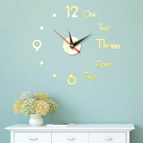1Set DIY Digital Wall Clock 3D Mirror Surface Sticker Silent