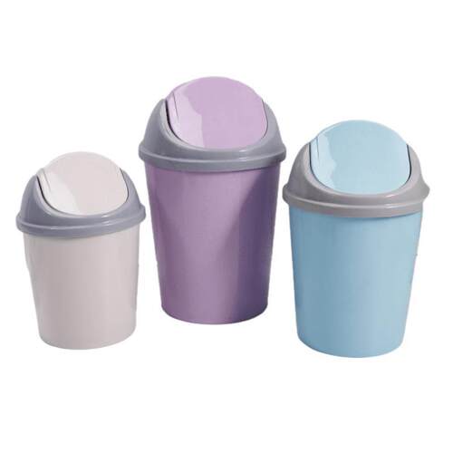 New Covered Flip-Top Trash Can, Creative Household Round Was
