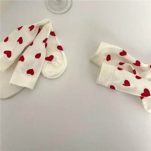 Funny Loving Red Heart Pattern Cotton Men Women Crew Sock Sr
