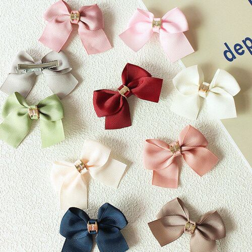 20 Colors Cute Handmade Kids Daily Bow Hair Clips Ribbon Str
