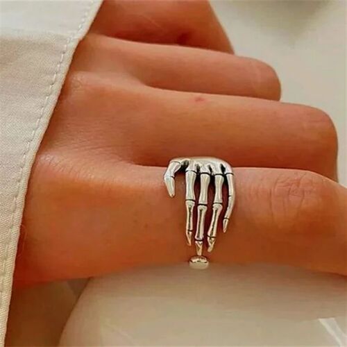 Simple Skull Rings for Women Geometric Five-finger Gothic Ri