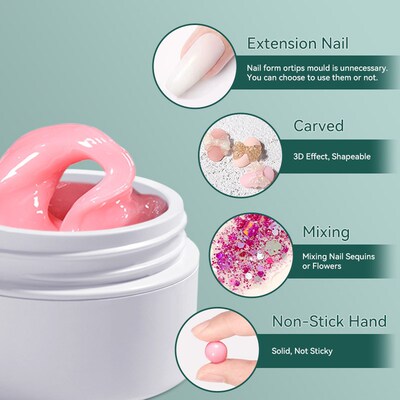 Polygel Nail Acrylic Poly Gel 15g Pink White Clear Crystal