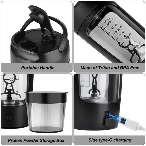 650ml USB Electric Portable Protein Powder Shaker Bottle Whe