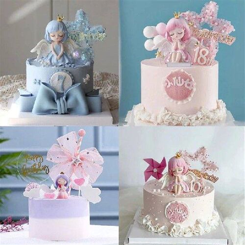 INS Net Yarn Straw Bow Cake Topper Princess Cartoon