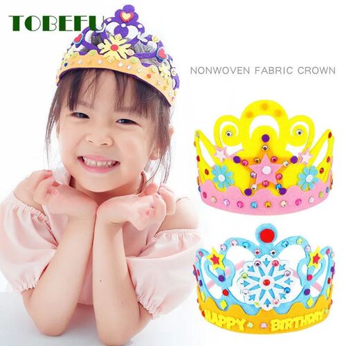 DIY Crafts Toy Crown Creative Paper Sequins Flowers Stars Pa